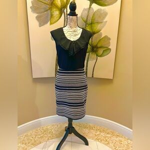 Ann Taylor LOFT Black & White Striped Sheath Dress - Size 4
Like New Condition